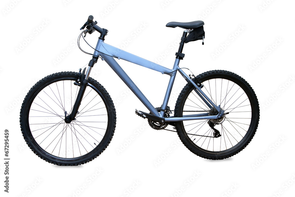 blue mountain bike isolated over white background