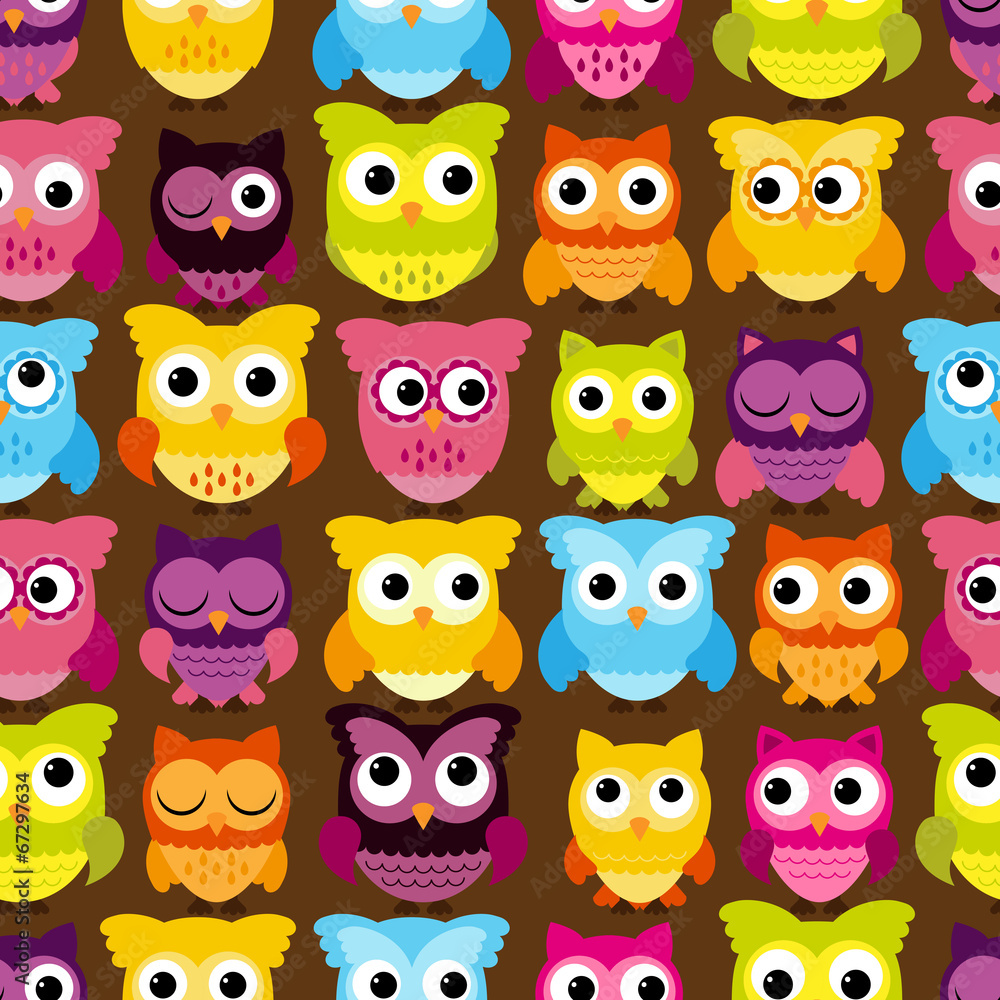 Fototapeta premium Seamless and Tileable Vector Owl Background Pattern