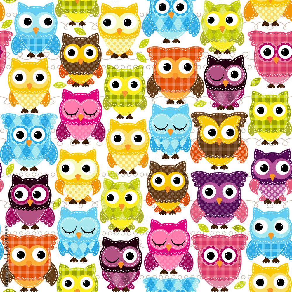 Fototapeta premium Seamless and Tileable Vector Owl Background Pattern