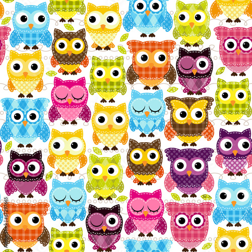 Seamless and Tileable Vector Owl Background Pattern