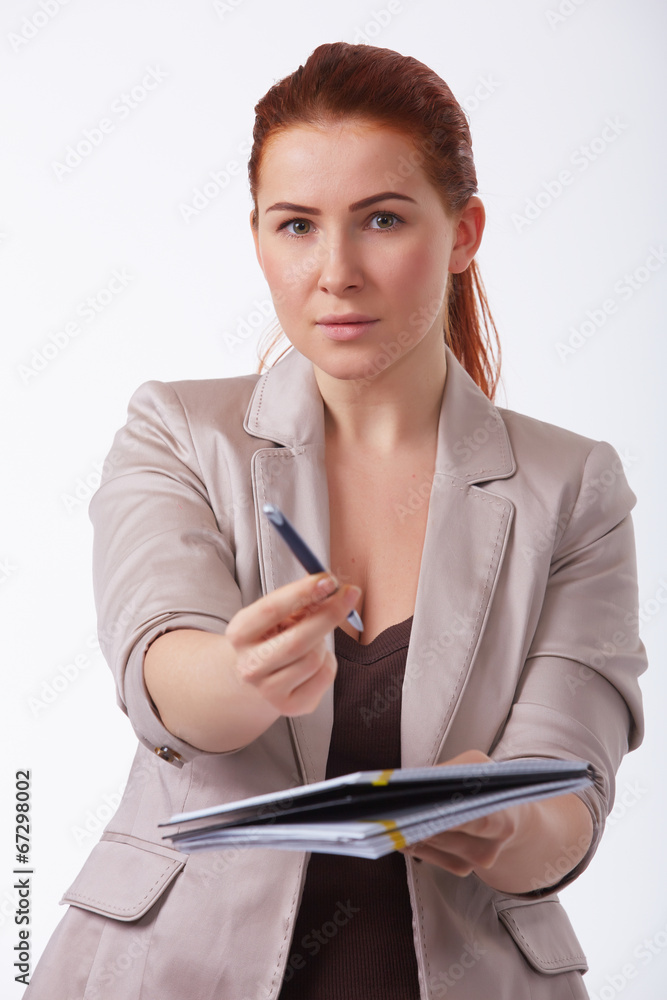 woman in business clothing with documents woman in business clothing with documents