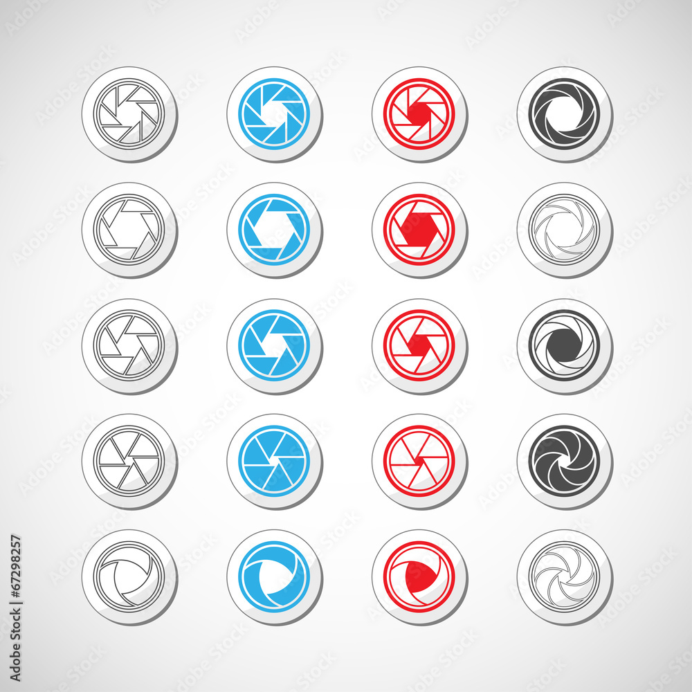 camera shutter icon set, vector eps10 camera shutter icon set, vector eps10