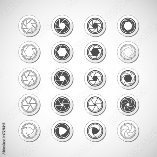 camera shutter icon set, vector eps10