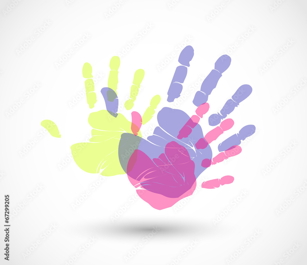 Fototapeta premium Colorful hand prints vector