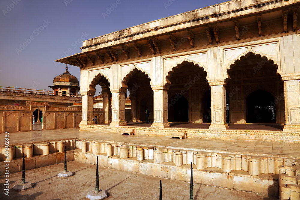 Agra Red Fort, Unesco World Heritage site, built by several Mughal emperors from XV to XVI centuries in Uttar Pradesh, India
