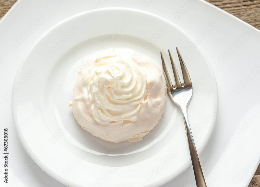 Meringue cake with whipped cream Meringue cake with whipped cream