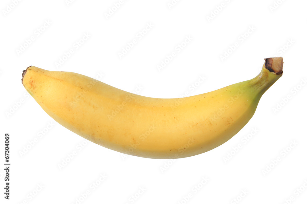 Single banana isolated white background