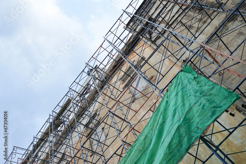 Scaffolding on building construction site