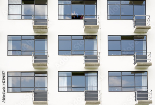 Facade with balconies. Bauhaus building in Dessau photo