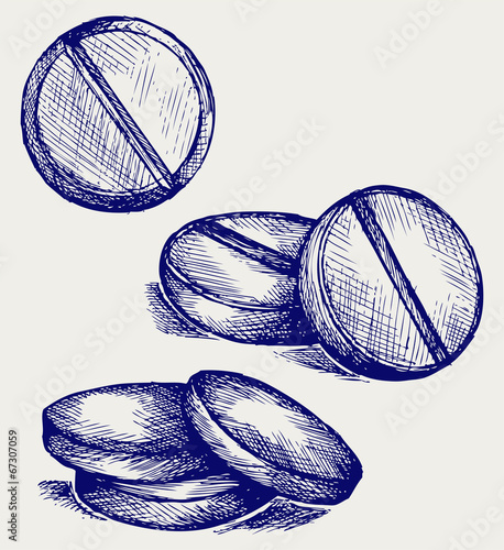 White pills. Doodle style
