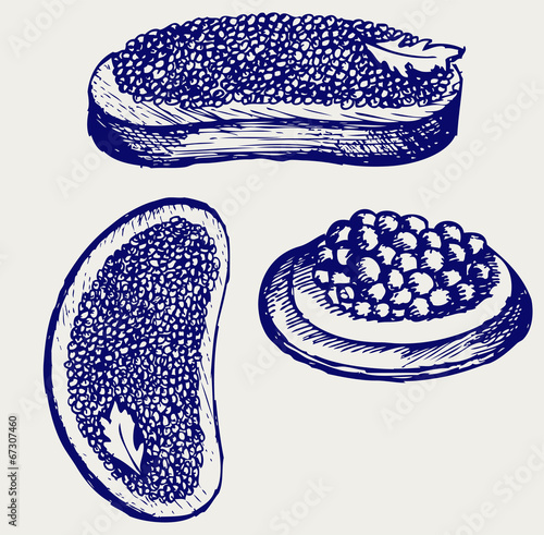 Sandwich with butter and caviar