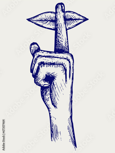 Lips with finger asking for silence