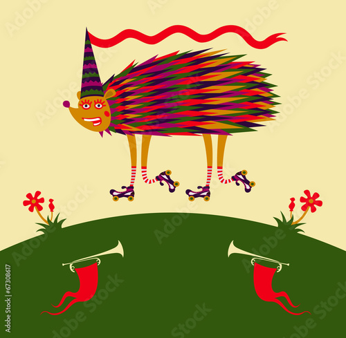 Cheerful bright hedgehog