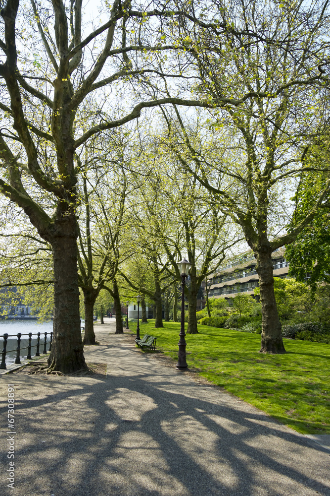 Spring park in Amsterdam in good weather, the Netherlands