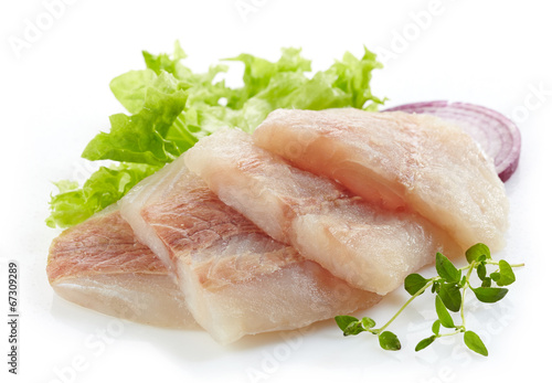 Stampa su tela raw hake fish fillet pieces