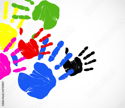 Colorful hand prints vector