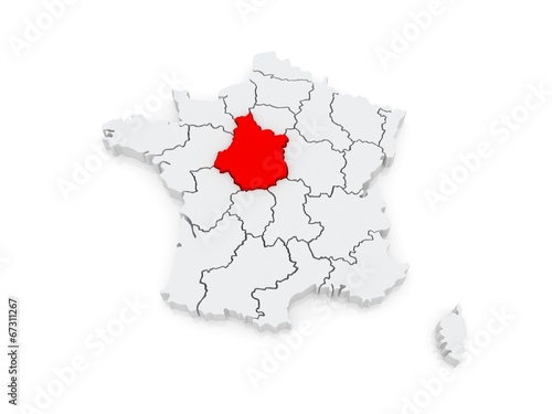 Map of Centre (French region). France.