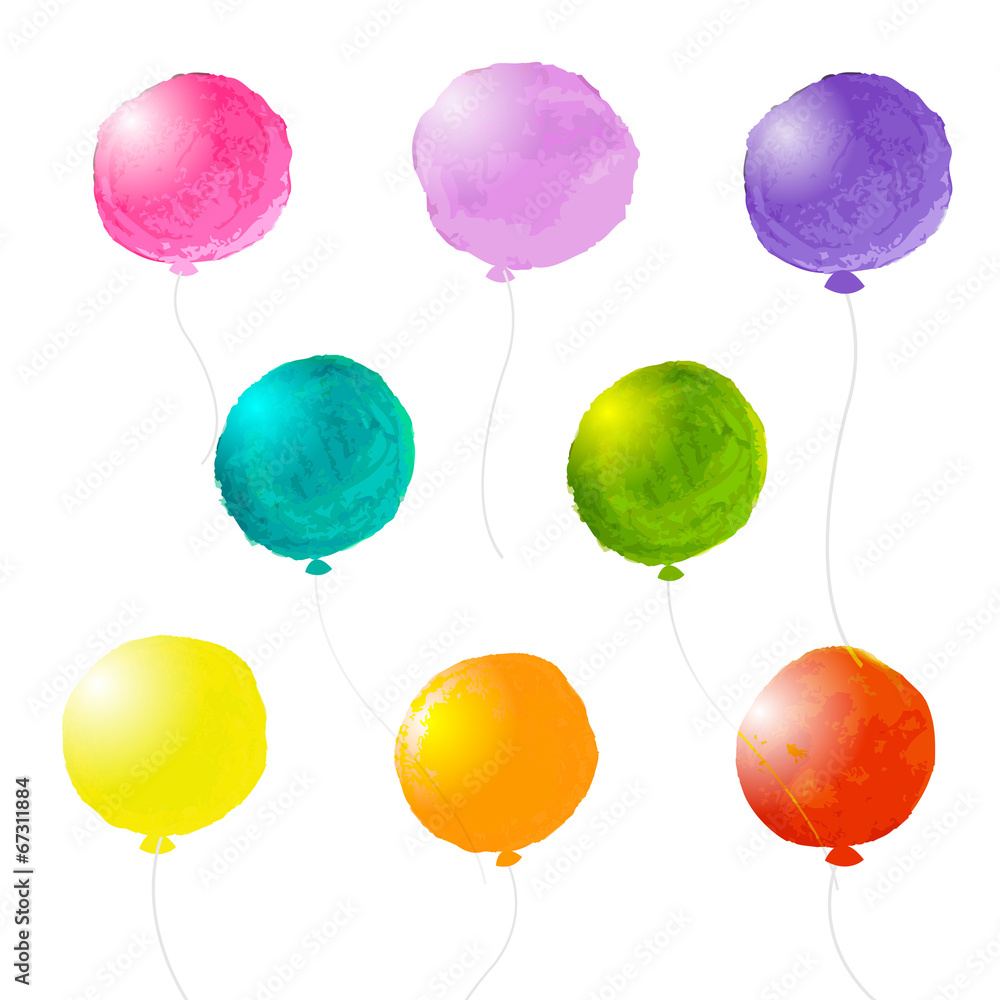Watercolor Balloons Set - obrazy, fototapety, plakaty 