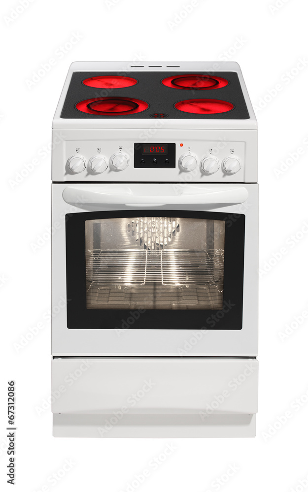 Fototapeta premium Modern white stove isolated on white