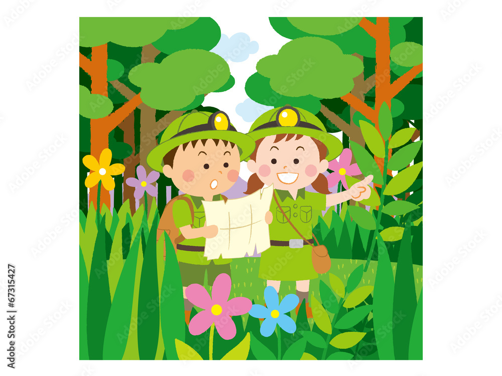 Obraz premium 子供探検隊_イラスト