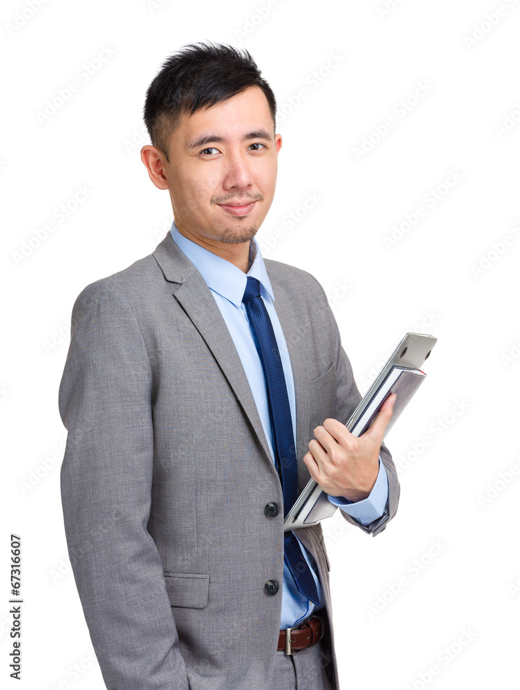 Asian business man hold with laptop computer Asian business man hold with laptop computer