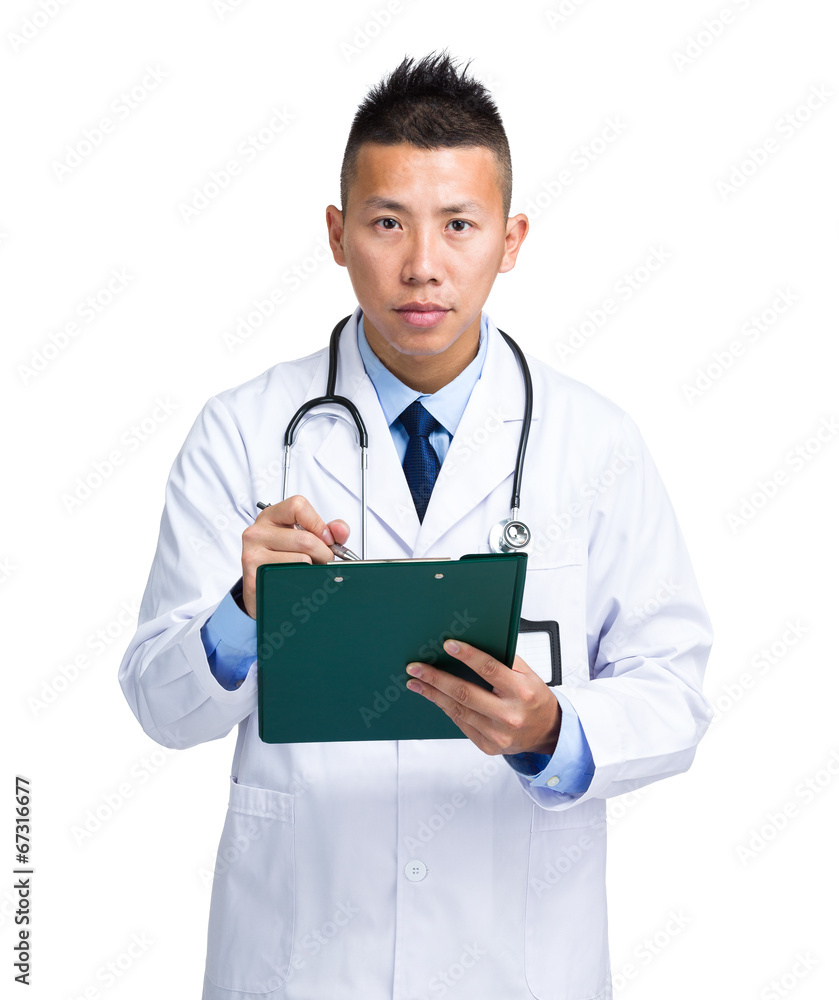 Doctor write on clipboard Doctor write on clipboard