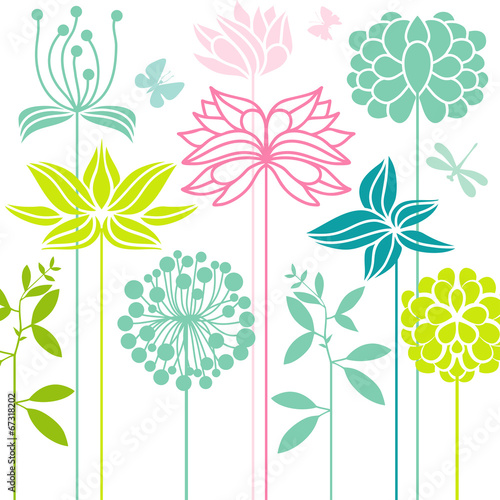 Flower bed and butterflies