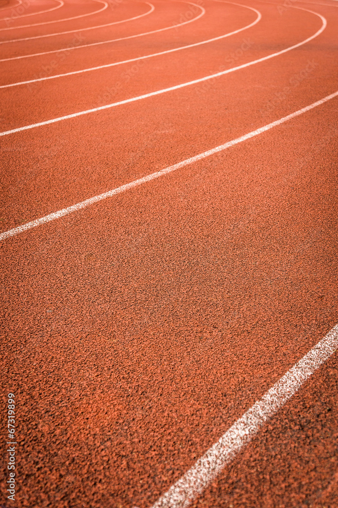 A running racetrack constructed with red rubber cover