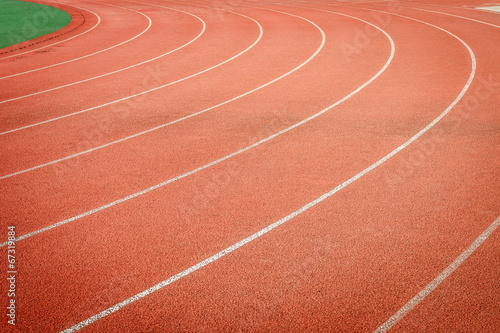 A running racetrack constructed with red rubber cover