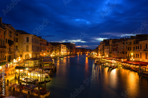 night view of Grand Canal in Venice. Italy.