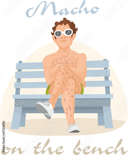 macho on a bench