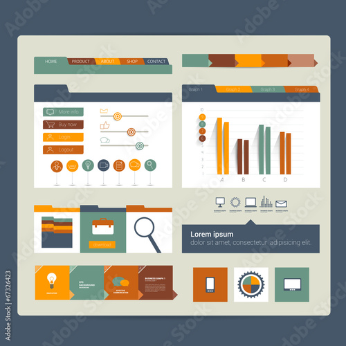 Web site. Flat design elements. Vector.