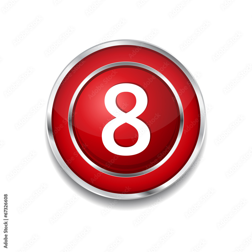 8 Number Circular Vector Red Web Icon Button 8 Number Circular Vector Red Web Icon Button