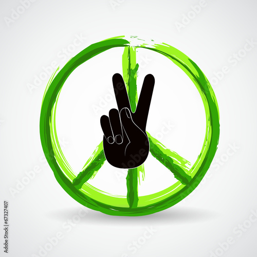 peace hand grün