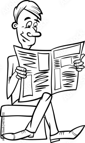man with newspaper coloring page
