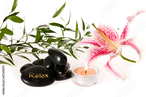 Canvas Print zen spa stones on white background