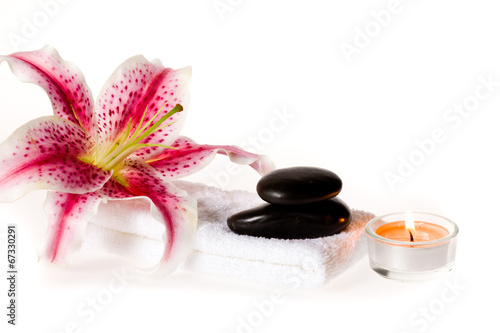 zen spa stones on white background