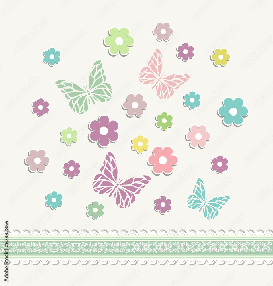 Fototapeta premium Beautiful baby vintage greeting card vector
