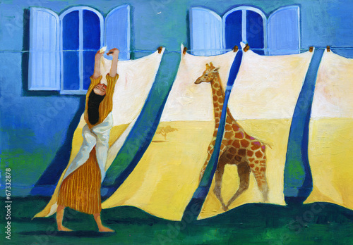 imagine a giraffe in your own garden surreal artwork