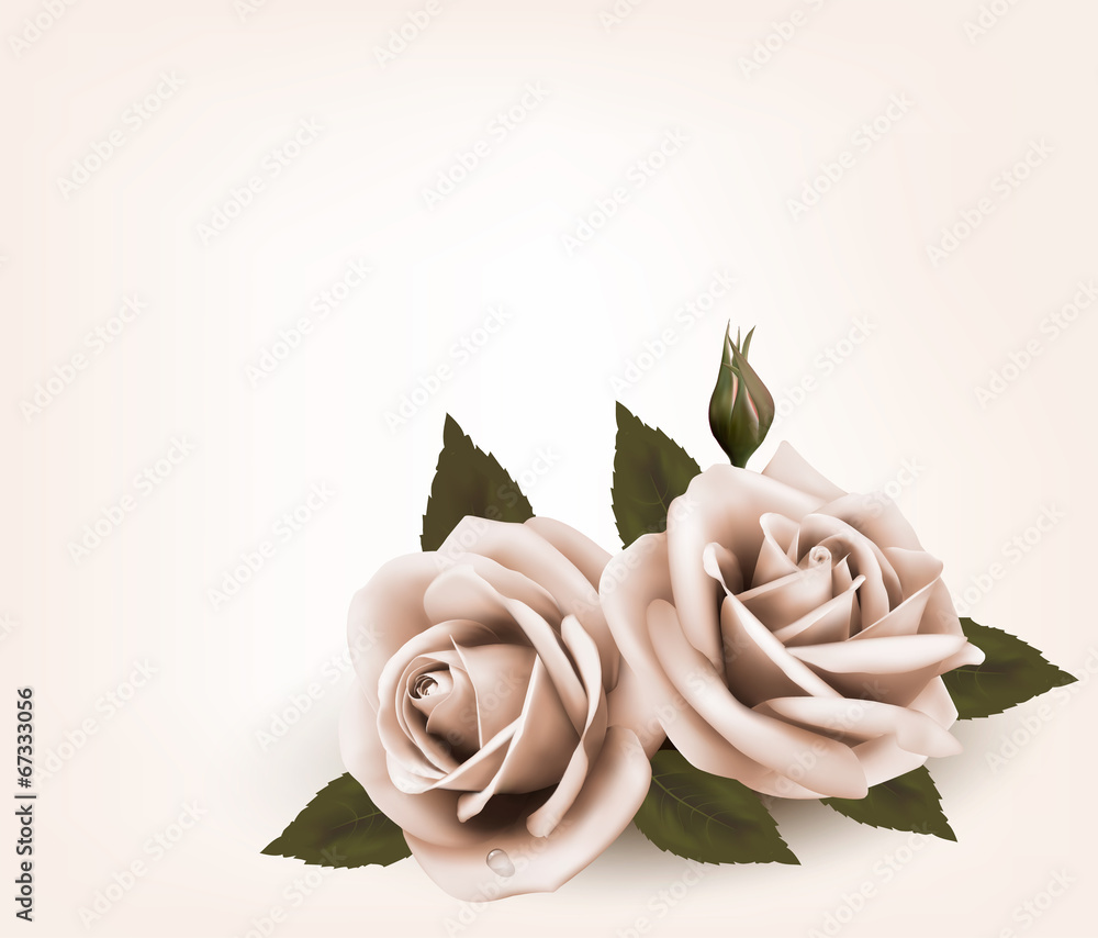 Retro background with pink roses. Vector. - obrazy, fototapety, plakaty 