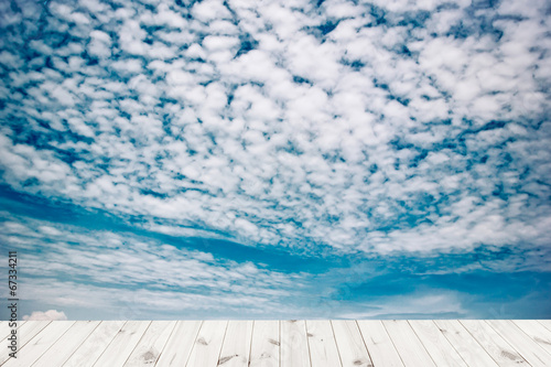 blue sky and clouds with platform