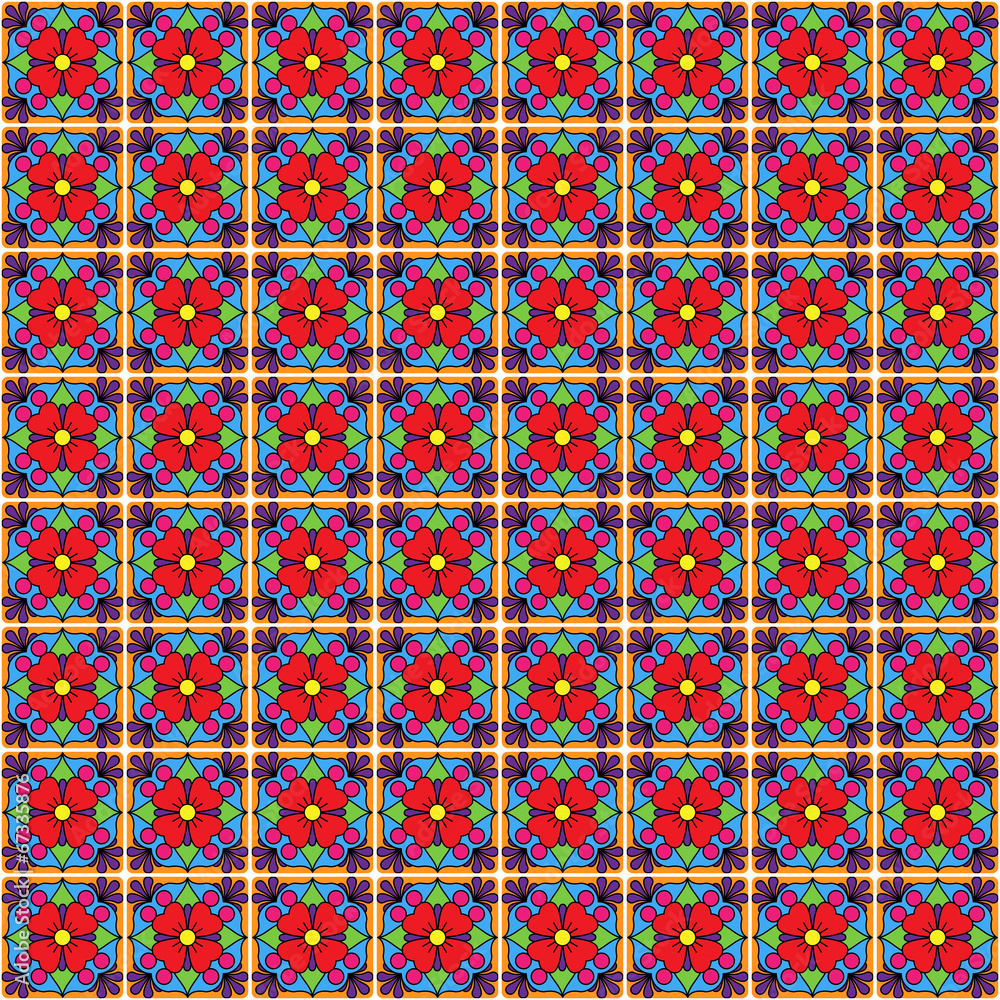Seamless Vector Talavera Style Pattern and Background