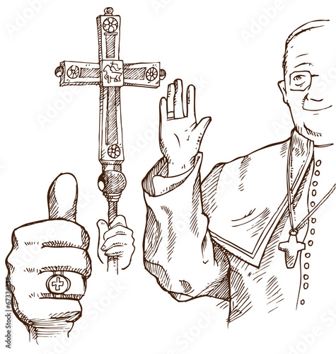 pope hand draw element photo
