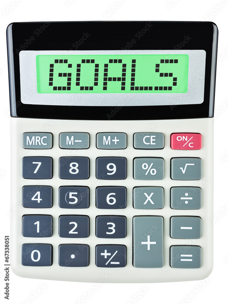 Calculator with GOALS on display isolated on white background Calculator with GOALS on display isolated on white background