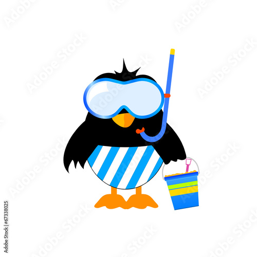 penguin ready for the beach vector illustration