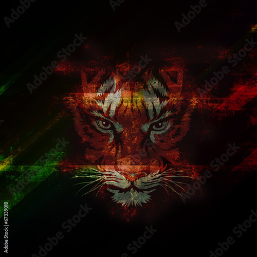 Fototapeta Naklejka Na Ścianę i Meble -  яркий абстрактный  фон с тигром