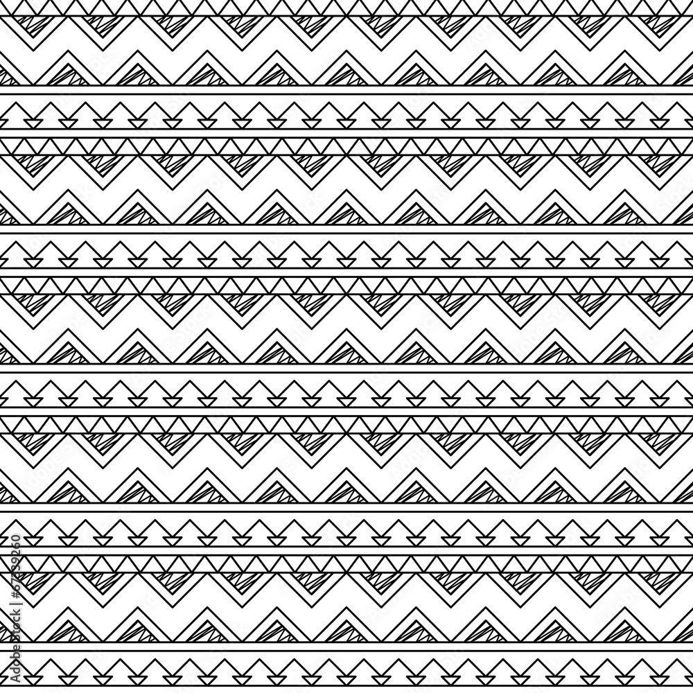 Black and White Doodle Style Seamless Tileable Tribal Pattern Black and White Doodle Style Seamless Tileable Tribal Pattern