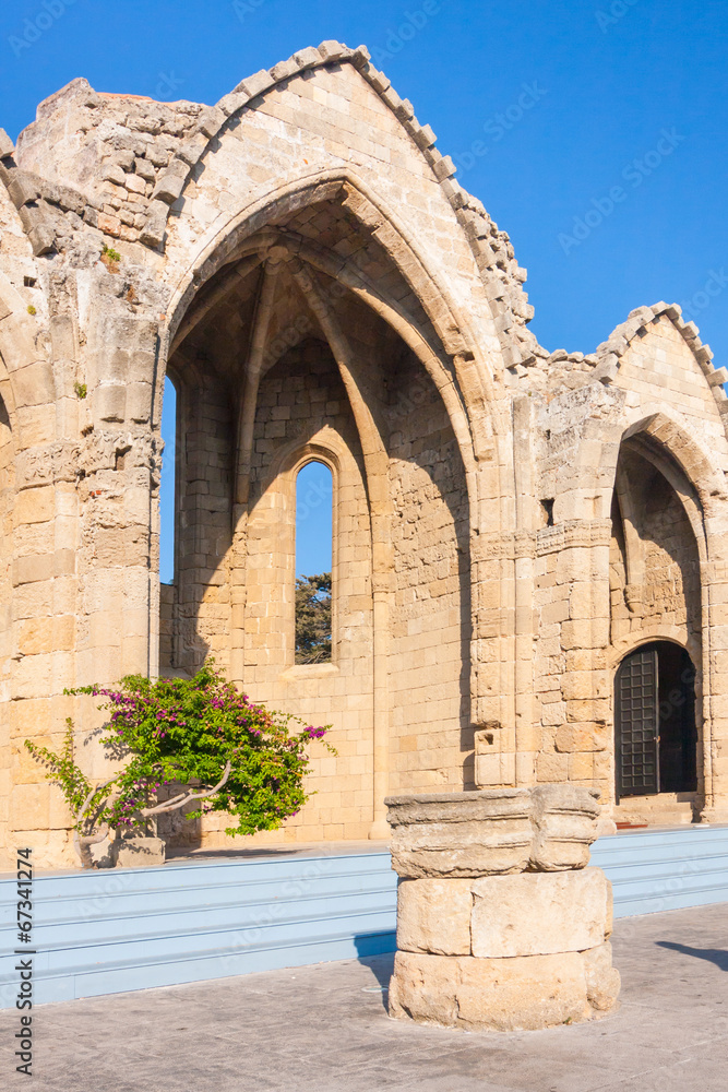 medieval church ruins, Rhodes, Greece