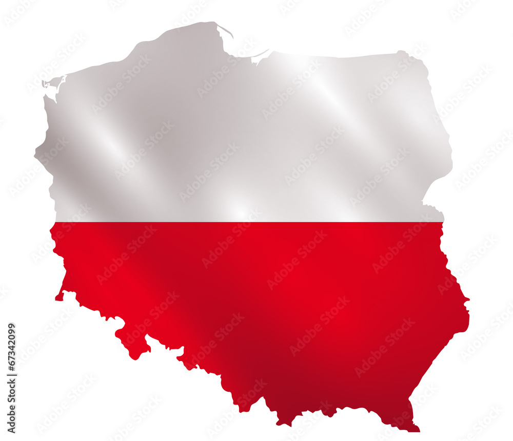 Poland waving flag in a shape of Polish borders vector Poland waving flag in a shape of Polish borders vector