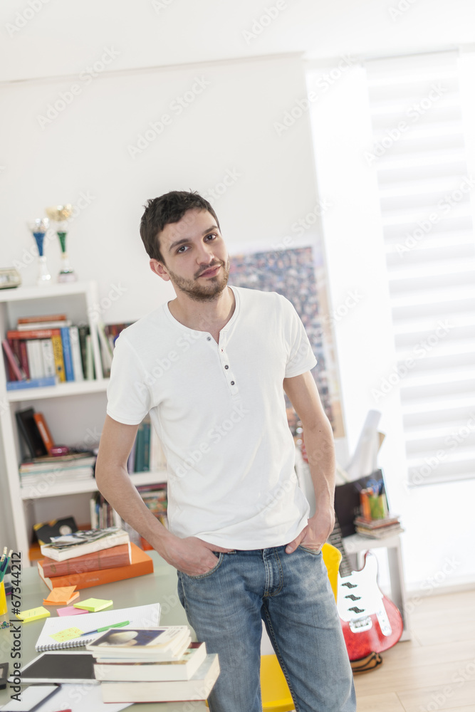 young student hands in his pockets at home young student hands in his pockets at home